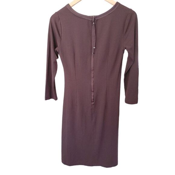 Ann Taylor Dark Plum  Dress Sz 4 Knee Length Ruched Zip Up Back - Picture 2 of 5